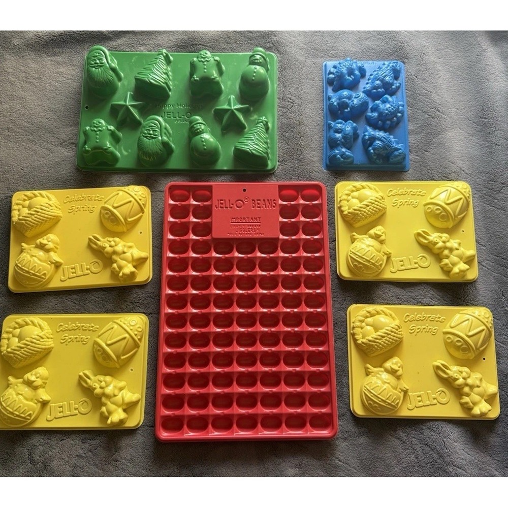 Lot of 7 Jello Molds Christmas Spring Easter Dinosaur Jelly Beans Shooters
